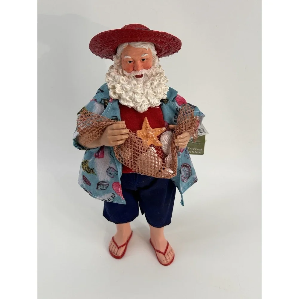 Santa's Workshop Beach Party Coastal Santa Hawaiian Shirt Flip Flops‎ 10